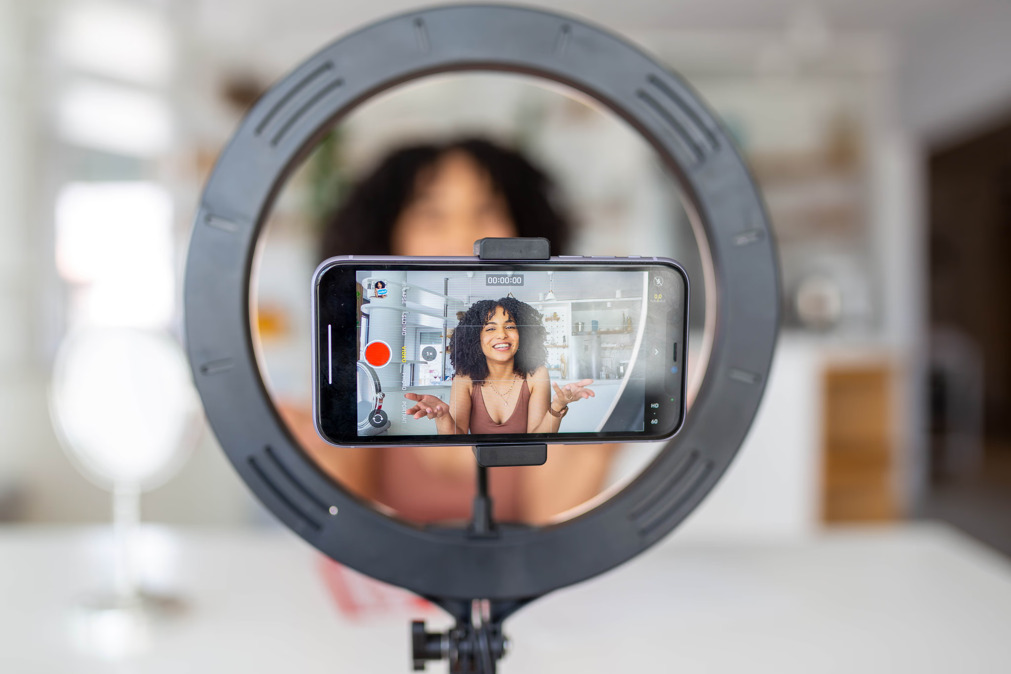 Influencer with ring light